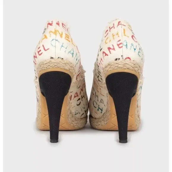 Chanel Multicolor Textile Logo Print Ankle Boots - Size 40 - Picture 4 of 5